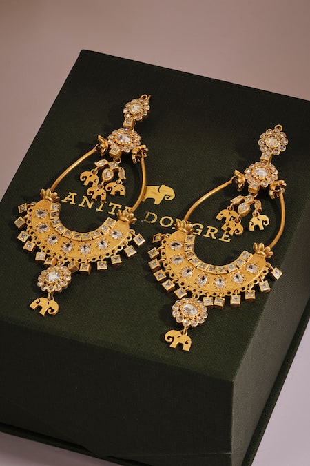 Anita Dongre Gold Plated The Mini Zircon Embellished Earrings Online at Aza Fashions Anita Dongre_Gold Plated The Mini Zircon Embellished Earrings _Online_at_Aza_Fashions