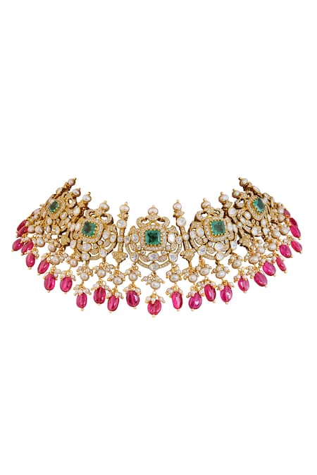 Anita Dongre Gold Plated Gulnara Zircon And Pearl Choker 
