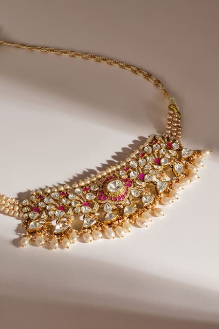 Anita Dongre Mifraz Gold Polish Zircon & Pearl Choker 