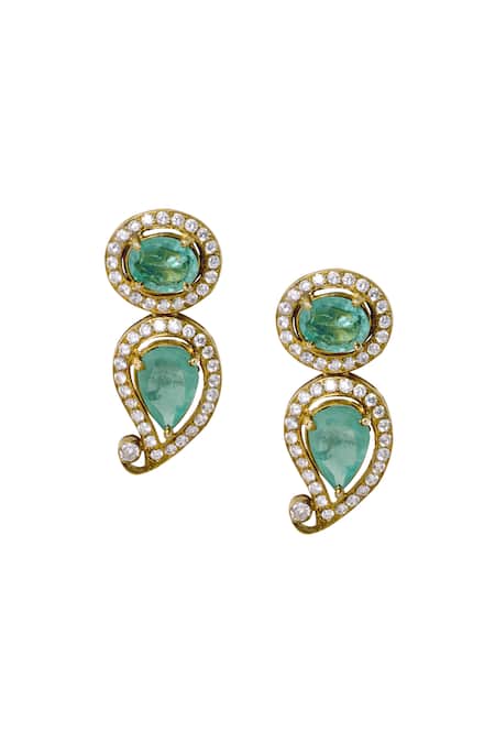 Anita Dongre Zarif Zircon & Gold Polish Drop Earrings 