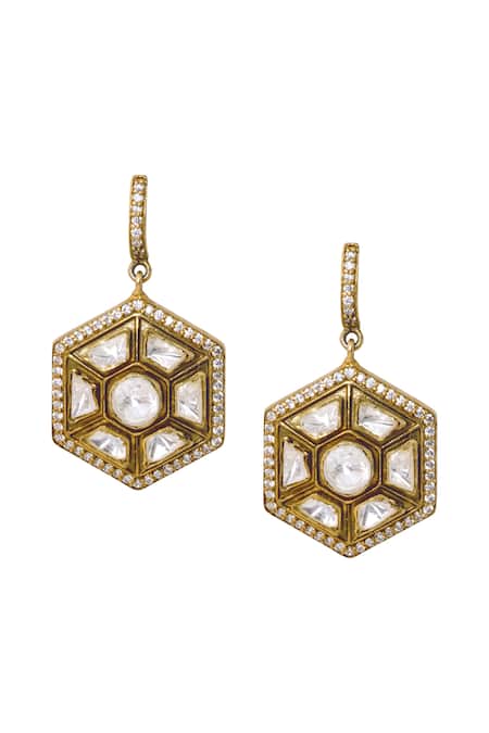 Anita Dongre Anzila Moissanite Hexagon Drop Earrings 