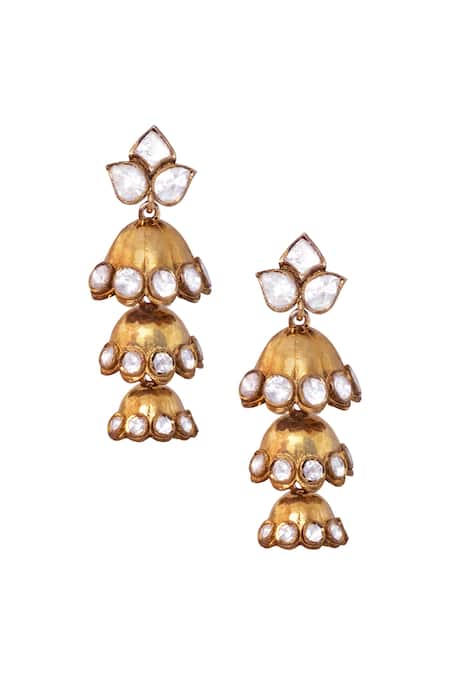 Anita Dongre Azferne Moissanite Embellished Triple Jhumkas 