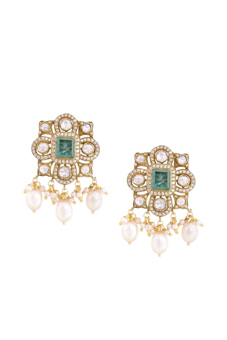 Anita Dongre Nasmin Moissanite & Pearl Drop Earrings 