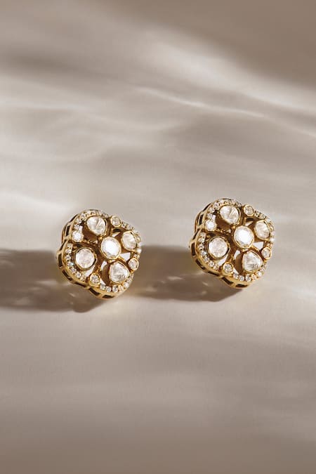 Anita Dongre Gold Plated Stones Azeen Moissanite Stud Earrings 