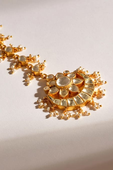 Anita Dongre Gold Plated Elinja Zircon And Pearl Embellished Maangtikka 