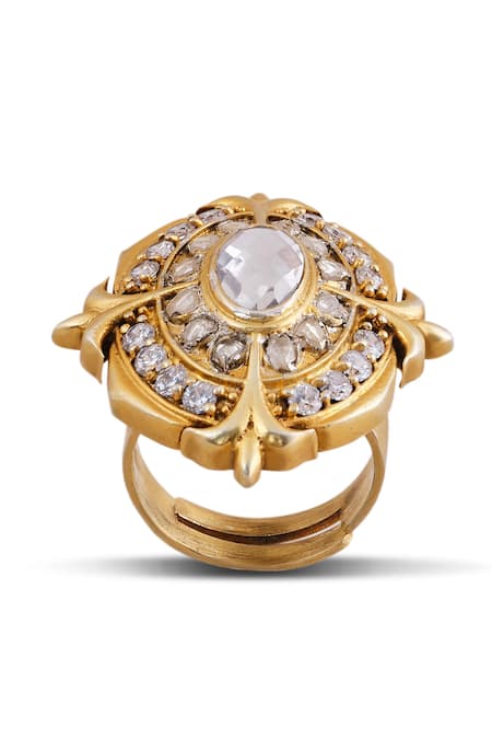Anita Dongre Gold Plated Stones Nyambura Zircon Embellished Ring 
