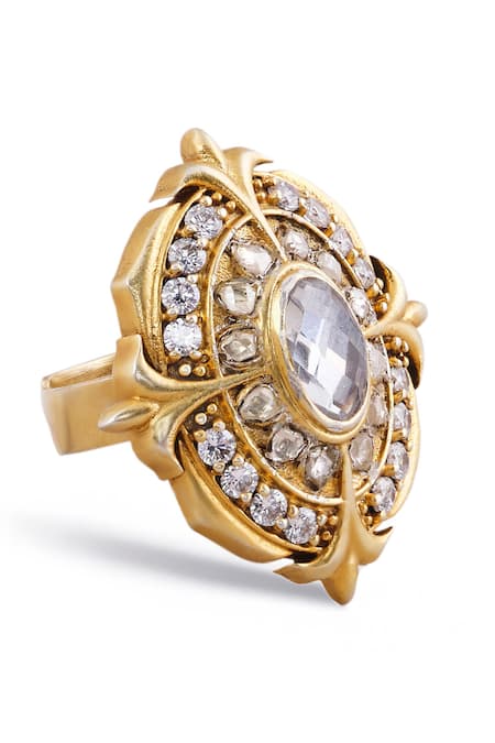 Anita Dongre_Gold Plated Stones Nyambura Zircon Embellished Ring _Online_at_Aza_Fashions