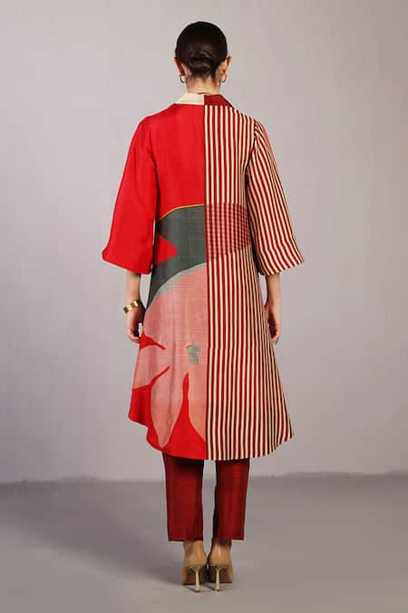 Clos Floro Crimson Red Jacket & Pant Set 