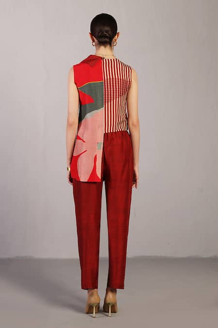 Clos Floro Crimson Red Jacket Set 