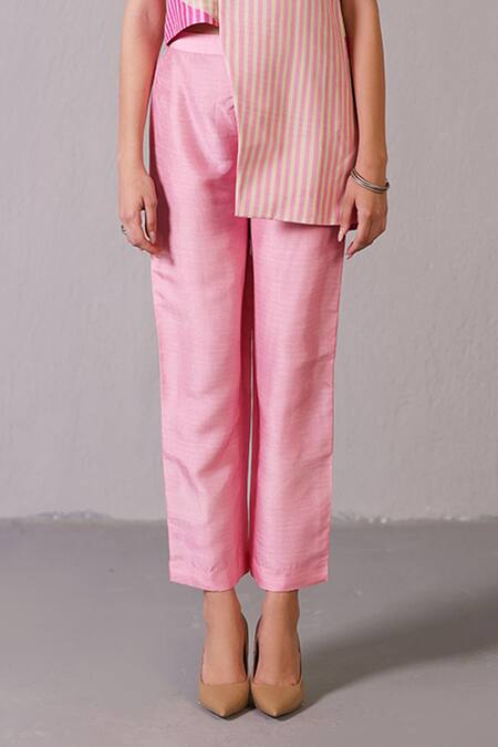 Buy_Clos_Pink Dupion, Silk V-neck Floro Lemonade Jacket Set _Online_at_Aza_Fashions