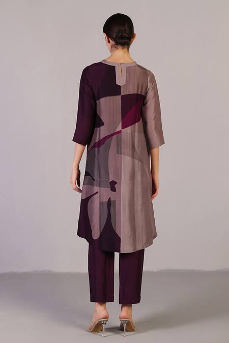 Clos Floro Pattern Mulberry Purple Kurta Set 