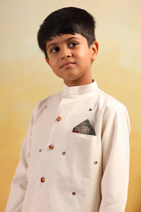 Buy_Cute Couture_Beige Cotton Embroidery, Mirrors Work Kurta With Dhoti Pant _Online_at_Aza_Fashions