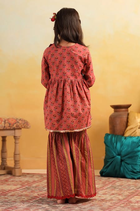 Cute Couture Floral Pattern Kurta With Sharara 