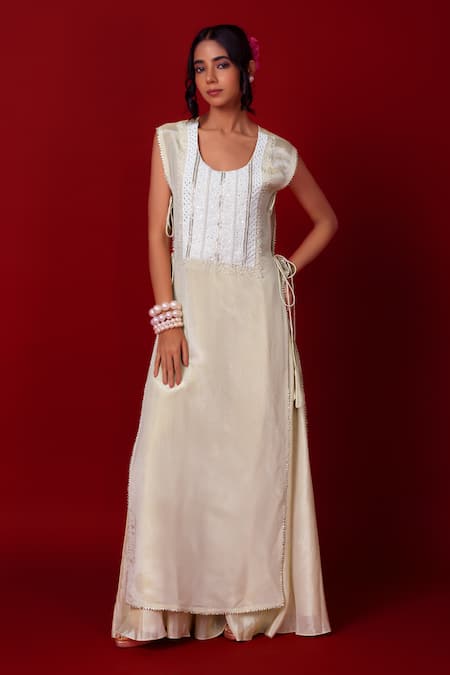 Label Niyami Hand Embroidered Jacket & Sharara Set 