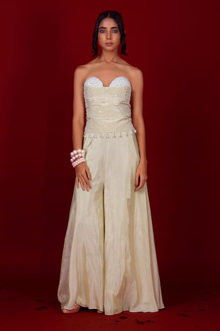 Label Niyami Pearl Embroidered Corset & Sharara Set 