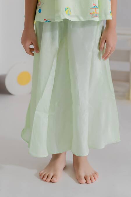 MR Brat_Green Cotton Tassels Carnival Print Kurta With Sharara _Online_at_Aza_Fashions