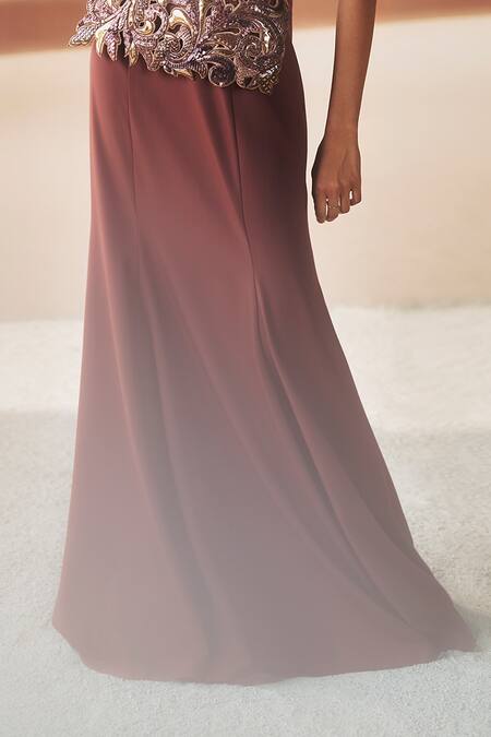 Pankaj & Nidhi Brown Tulle, Crepe Embroidery, Araquis Mystique Desert Spice Corset Gown Online at Aza Fashions Pankaj & Nidhi_Brown Tulle, Crepe Embroidery, Araquis Mystique Desert Spice Corset Gown _Online_at_Aza_Fashions