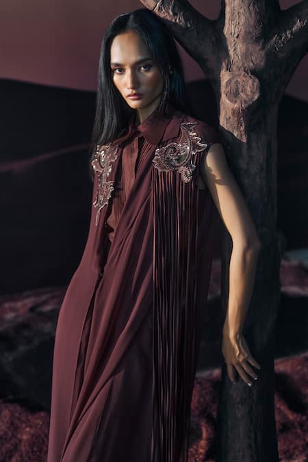 Buy Pankaj & Nidhi Brown Georgette Araquis Moonlit Grace Pant Online at Aza Fashions Buy_Pankaj & Nidhi_Brown Georgette Araquis Moonlit Grace Pant _Online_at_Aza_Fashions