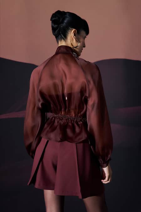 Pankaj & Nidhi Araquis Fringe Oracle Bomber Jacket & Skorts Set