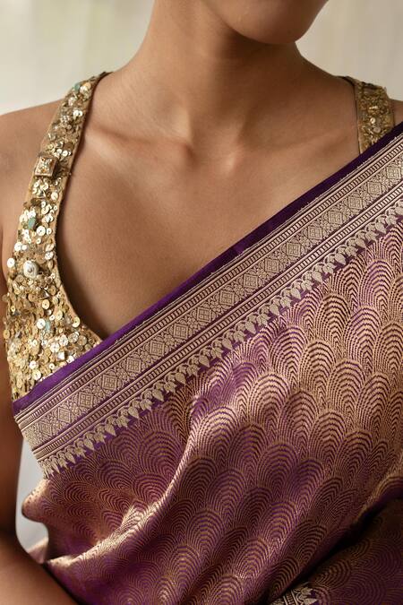 Buy Priyanka Raajiv Purple Silk Zari Siddeshwari Woven Saree With Running Blouse Online at Aza Fashions Buy_Priyanka Raajiv_Purple Silk Zari Siddeshwari Woven Saree With Running Blouse _Online_at_Aza_Fashions
