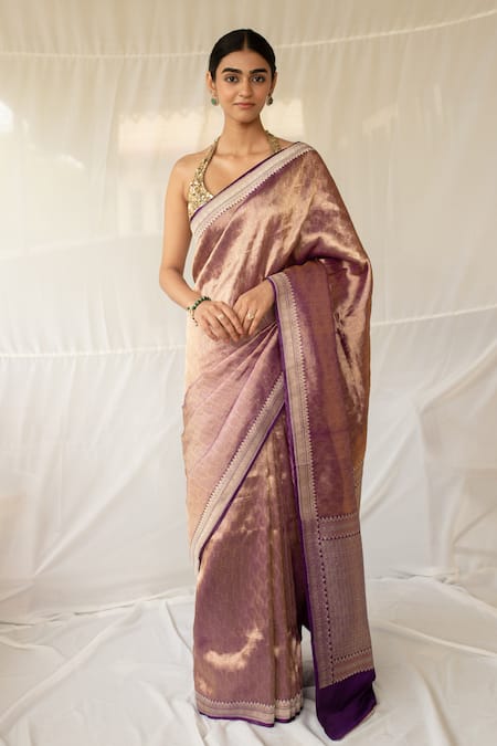 Priyanka Raajiv Purple Silk Zari Siddeshwari Woven Saree With Running Blouse 