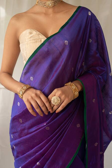 Shop_Priyanka Raajiv_Purple Chanderi Silk Zari Triya Woven Saree With Running Blouse _Online_at_Aza_Fashions