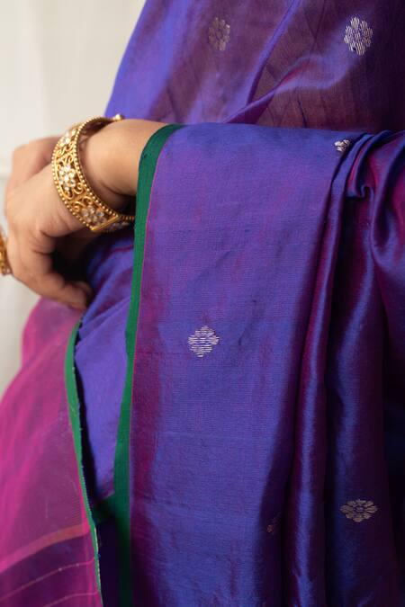 Priyanka Raajiv_Purple Chanderi Silk Zari Triya Woven Saree With Running Blouse _at_Aza_Fashions