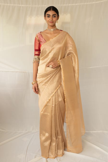 Priyanka Raajiv Jiera Blush Saree With Running Blouse Piece 