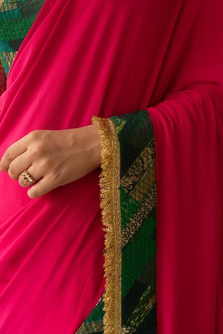 Priyanka Raajiv_Pink Silk, Georgette Zari, Lace, Embroidery Prakhaya Saree With Running Blouse _Online_at_Aza_Fashions