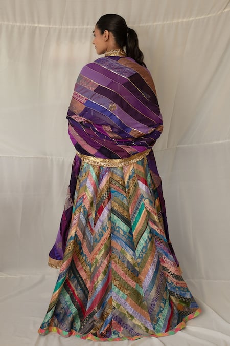 Priyanka Raajiv Parmananda Upcycled Patchwork Lehenga Set 