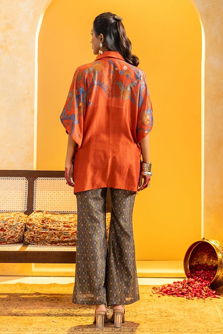 Soup By Sougat Paul Rangtara Embellished Shirt & Printed Pant Set 