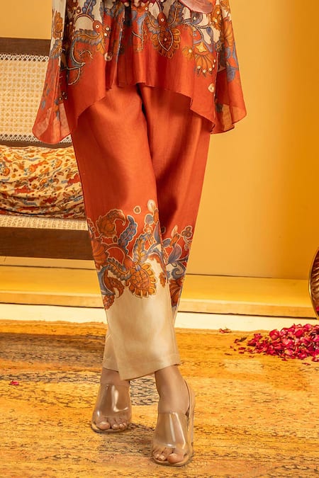 Buy_Soup By Sougat Paul_Beige Chanderi Embroidery, Sequins Mandarin Collar Rangtara Zari And Kurta Set _Online_at_Aza_Fashions