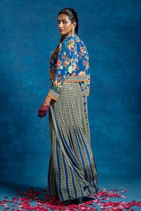 Soup By Sougat Paul Aarani Printed Jumpsuit & Embroidered Jacket Set 