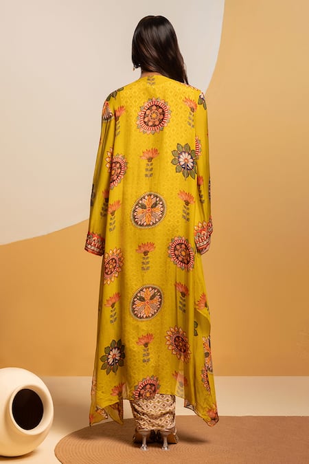 Soup By Sougat Paul Taarani Printed Drape Dress With Embellished Jacket 