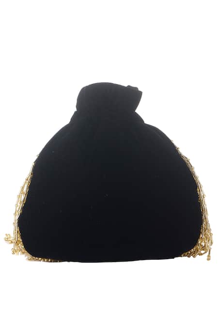 Nazaakat By Samara Singh Black Embroidery, Beads, Tassels, Sequins Floral And Bird Beaded Potli Bag Online at Aza Fashions Nazaakat By Samara Singh_Black Embroidery, Beads, Tassels, Sequins Floral And Bird Beaded Potli Bag _Online_at_Aza_Fashions
