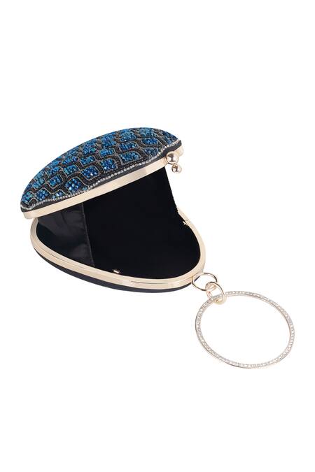 Buy_Nazaakat By Samara Singh_Black Beads, Crystals, Rhinestones, Embellished Clutch With Detachable Sling _Online_at_Aza_Fashions