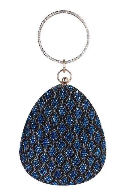 Buy_Nazaakat By Samara Singh_Black Beads, Crystals, Rhinestones, Embellished Clutch With Detachable Sling 