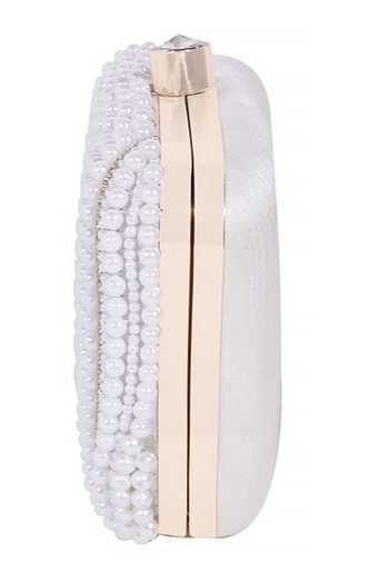 Shop Nazaakat By Samara Singh White Pearls, Beads And Gold Clutch With Detachable Sling Online at Aza Fashions Shop_Nazaakat By Samara Singh_White Pearls, Beads And Gold Clutch With Detachable Sling _Online_at_Aza_Fashions