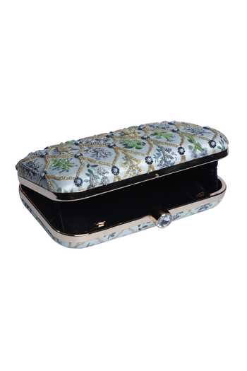 Buy_Nazaakat By Samara Singh_White Beads, Embroidery, Sequins, Stones Floral And Clutch _Online_at_Aza_Fashions