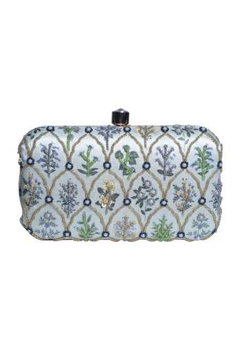 Shop_Nazaakat By Samara Singh_White Beads, Embroidery, Sequins, Stones Floral And Clutch _Online_at_Aza_Fashions