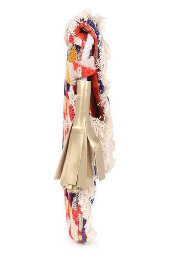 Nazaakat By Samara Singh_White Beads, Sequins, Tassels Geometric Embroidered Fringe And Mirror Bag _Online_at_Aza_Fashions