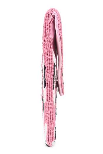 Nazaakat By Samara Singh_Pink Beads Floral Flap Bag With Detachable Sling _Online_at_Aza_Fashions
