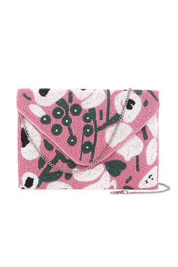 Nazaakat By Samara Singh Beaded Floral Flap Bag With Detachable Sling 