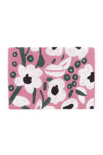 Nazaakat By Samara Singh Beaded Floral Flap Bag With Detachable Sling 