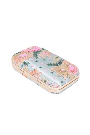 Shop Nazaakat By Samara Singh Blue Beads, Embroidery Floral And Sequin Clutch Online at Aza Fashions Shop_Nazaakat By Samara Singh_Blue Beads, Embroidery Floral And Sequin Clutch _Online_at_Aza_Fashions