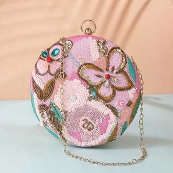 Shop Nazaakat By Samara Singh Pink Sequins, Embroidery, Beads, Gemstones Floral And Clutch Online at Aza Fashions Shop_Nazaakat By Samara Singh_Pink Sequins, Embroidery, Beads, Gemstones Floral And Clutch _Online_at_Aza_Fashions