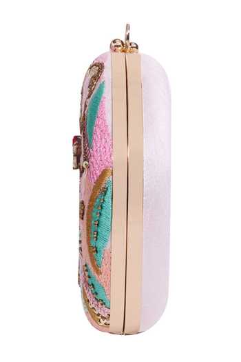 Nazaakat By Samara Singh Pink Sequins, Embroidery, Beads, Gemstones Floral And Clutch at Aza Fashions Nazaakat By Samara Singh_Pink Sequins, Embroidery, Beads, Gemstones Floral And Clutch _at_Aza_Fashions