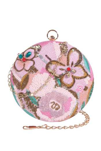 Shop Nazaakat By Samara Singh Pink Sequins, Embroidery, Beads, Gemstones Floral And Clutch at Aza Fashions Shop_Nazaakat By Samara Singh_Pink Sequins, Embroidery, Beads, Gemstones Floral And Clutch _at_Aza_Fashions