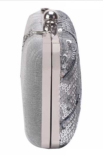 Shop Nazaakat By Samara Singh Silver Sequins, Beads And Embellished Clutch Online at Aza Fashions Shop_Nazaakat By Samara Singh_Silver Sequins, Beads And Embellished Clutch _Online_at_Aza_Fashions