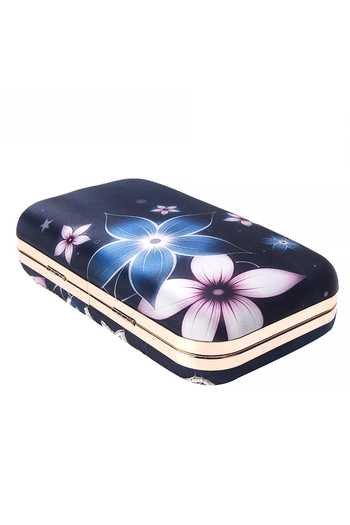 Nazaakat By Samara Singh_Navy Beads, Sequins, Embroidery, Pearls Floral And Embellished Clutch _Online_at_Aza_Fashions